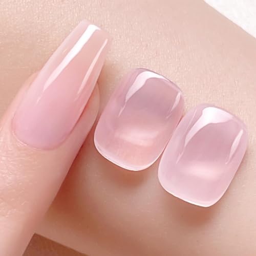 Born Pretty Hema-Free X-Jelly Gel Jelly Pink Gel Nail Polish Sheer Light Pink Translucent Soak Off Gel Polish U V Light Cure for Nail Art DIY 15ML,75% Mily Jelly - Image 2