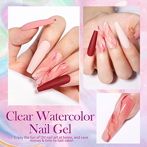 Born Pretty Nail Blooming Gel, 15ml Clear Clear Uv Led Blossom Gel Polish for Spreading Effect Marble Natural Stone Watercolor Floral Print Nail Art DIY Design Manicure Valentine's Day Gift - Image 7