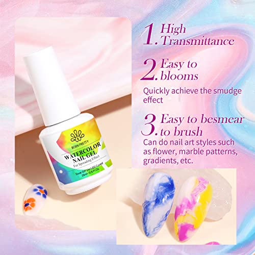 Born Pretty Nail Blooming Gel, 15ml Clear Clear Uv Led Blossom Gel Polish for Spreading Effect Marble Natural Stone Watercolor Floral Print Nail Art DIY Design Manicure Valentine's Day Gift - Image 6
