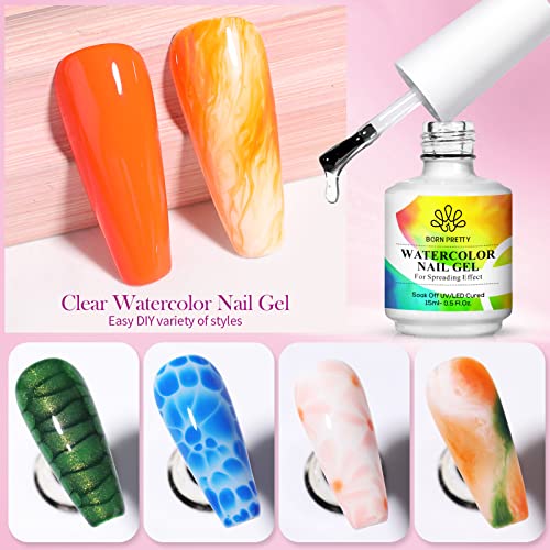 Born Pretty Nail Blooming Gel, 15ml Clear Clear Uv Led Blossom Gel Polish for Spreading Effect Marble Natural Stone Watercolor Floral Print Nail Art DIY Design Manicure Valentine's Day Gift - Image 5