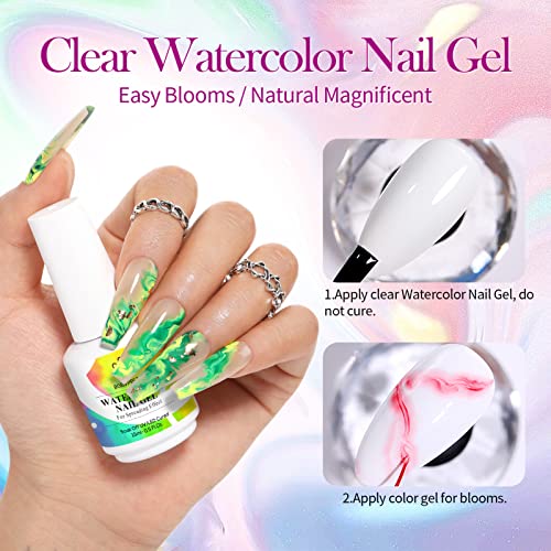 Born Pretty Nail Blooming Gel, 15ml Clear Clear Uv Led Blossom Gel Polish for Spreading Effect Marble Natural Stone Watercolor Floral Print Nail Art DIY Design Manicure Valentine's Day Gift - Image 3