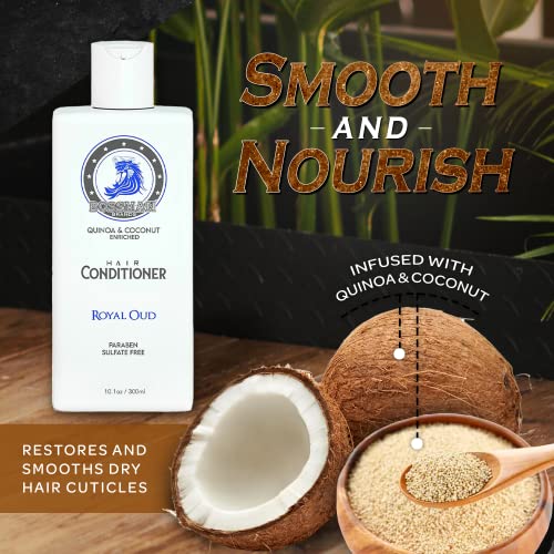 Bossman Moisturizing Hair Conditioner for Men – Stimulates, Hydrates, Soothes Men's Hair and Scalp – Natural Quinoa & Coconut Enriched - Paraben & Sulfate Free (Royal Oud Scent) - Image 6