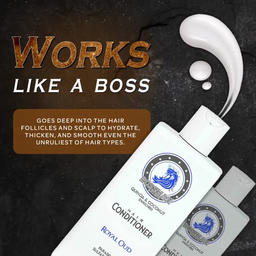 Bossman Moisturizing Hair Conditioner for Men – Stimulates, Hydrates, Soothes Men's Hair and Scalp – Natural Quinoa & Coconut Enriched - Paraben & Sulfate Free (Royal Oud Scent) - Image 3