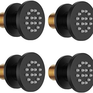 Bostingner Matte Black Brass Round Wall Mount Shower Body Spray Jets 4 Piece Set