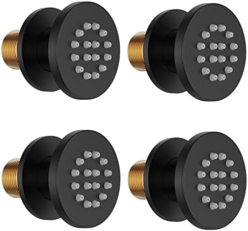 Bostingner Matte Black Brass Round Wall Mount Shower Body Spray Jets 4 Piece Set