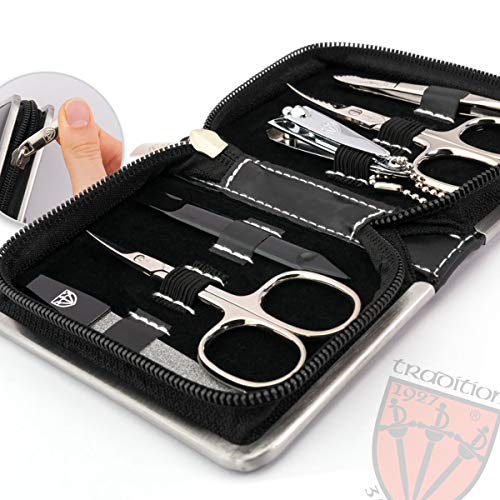 brand quality 6 piece manicure pedicure grooming kit set for professional finger & toe nail care scissors clipper fashion leather case in gift box, Made in Solingen Germany (21705) - Image 3
