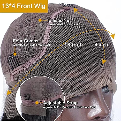 Brazilian Body Wave with Bangs Human Hair Wig Natural Color Virgin Hair Glueless Wigs 13x4 HD Transparent Lace Front Wig Pre Plucked Invisible Lace Wig 150% Density Bleached Knots 16inch - Image 7