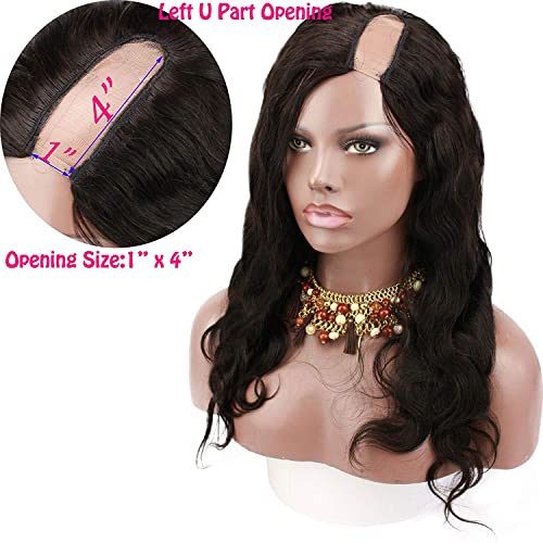 Brazilian Human Hair Natural Black Color Body Wave U Part Lace Front Wig with Baby Hair for Women 130% Density 22inch - Image 2