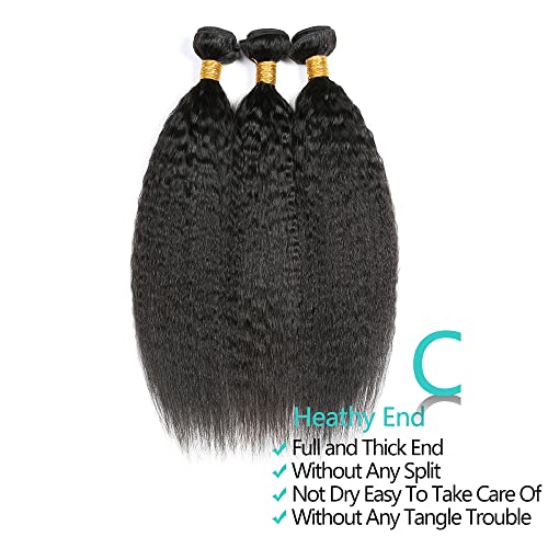 14 Inch 3 Bundles 1B Color Brazilian Kinky Straight 10A Human Hair Extensions - Image 5