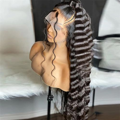 Brazilian Loose Deep Wave Frontal Human Hair Wig 13X4 Transparent Loose Deep Curly Lace Front Wigs For Women 13x4 Front Wig 18inches#180 Density