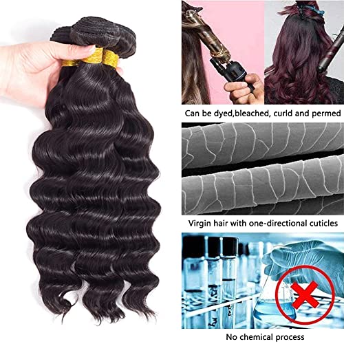 Brazilian Loose Deep Wave Human Hair 3 Bundles 24 26 28 Inch Loose Deep Curly Human Hair Bundles 100% Unprocessed Brazilian Virgin Loose Wave Human Hair Extensions Double Weft Natural Color - Image 2