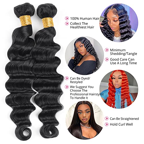 Brazilian Loose Deep Wave Human Hair 3 Bundles 24 26 28 Inch Loose Deep Curly Human Hair Bundles 100% Unprocessed Brazilian Virgin Loose Wave Human Hair Extensions Double Weft Natural Color - Image 5