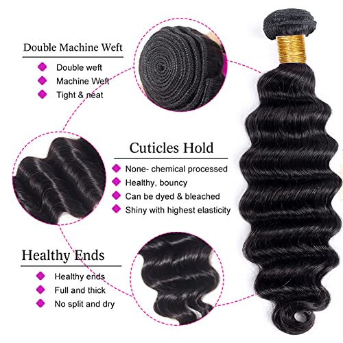 Brazilian Loose Deep Wave Human Hair 3 Bundles 24 26 28 Inch Loose Deep Curly Human Hair Bundles 100% Unprocessed Brazilian Virgin Loose Wave Human Hair Extensions Double Weft Natural Color - Image 3