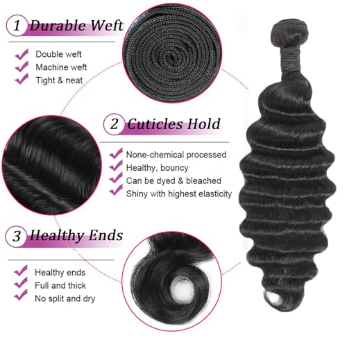 Brazilian Loose Deep Wave Human Hair Bundles with 4X4 Closure 10 12 14 Inch - Image 3