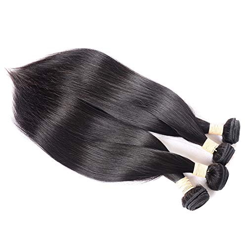 Brazilian Virgin Straight Hair 4 Bundles 100% Unprocessed Human Hair Bundles Straight Hair Extensions Double Strong Weft (18/20/22/24 Inch, Straight Hair) - Image 3