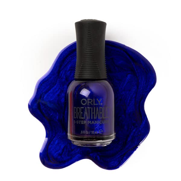Breathable You're On Sapphire Cobalt Blue Shimmer Nail Polish Treatment + Color Infused w/Argan Oil, Pro Vitamin B5 + Vitamin C - 0.6fl oz. / 18ml - Image 2