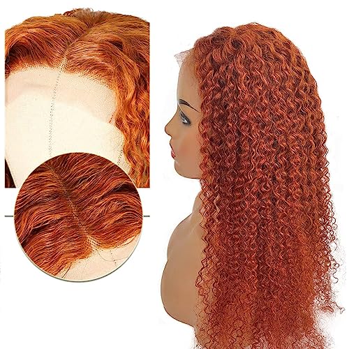 Brennans Ginger Burnt Orange Human Hair Wig Water Wave Lace Front Wigs 22 Inch Deep Wave Glueless Wigs Human Hair for Black Women Pre Plucked 13x4 Lace Frontal Wigs Brazilian Human Wigs 180% Density - Image 8