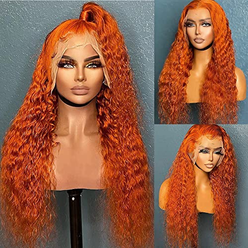 Brennans Ginger Burnt Orange Human Hair Wig Water Wave Lace Front Wigs 22 Inch Deep Wave Glueless Wigs Human Hair for Black Women Pre Plucked 13x4 Lace Frontal Wigs Brazilian Human Wigs 180% Density - Image 7