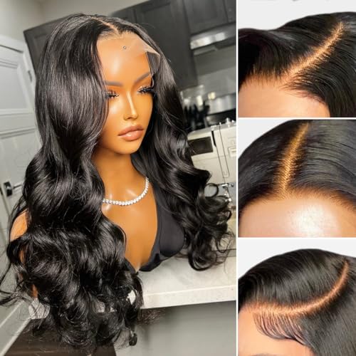 Brennas Body Wave Lace Front Wigs Human Hair Pre Plucked Glueless Human Hair Wigs 13x4 HD Lace Frontal 12A Brazilian Wavy Human Hair Wig for Women with Baby Hair Elastic Band 180% Density 26 Inch