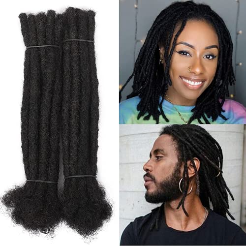 Brinbea 20 Strands 8 inch Dreadlock Extensions 100% Real Human Hair Full Handmade 0.4inch Thickness Permanent Loc Extensions Dreadlocks Bulk for Man/Women