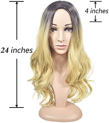 Brown Brazilian Wavy Wigs for Women Long Water Wavy Wig Bleached Knots No Lace Closure Full Wig Human Hair Natural Looking Hair Heat Resistant Wig Cosplay Daily Party (Blonde, 24'') - Image 2