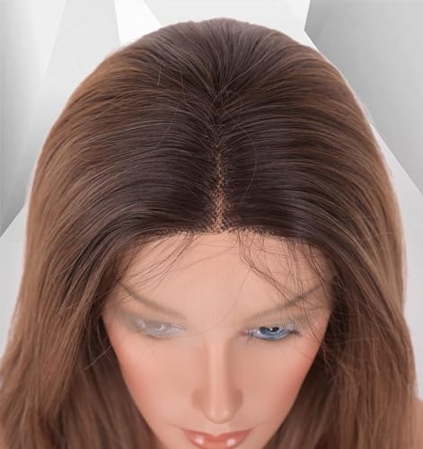 22 Inch Brown Ombre Wavy Synthetic Lace Front Wig for Afros, Middle Part - Image 6