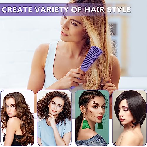 BRUSHZOO Hair Brush with Hair Styling Comb Set, Detangling Hair Brushes for Women Men Kids Curly Hair, HairBrush Set with Detangler Brush Teasing Hair Brush Rat Tail Comb Edge Brush (Purpe) - Image 6
