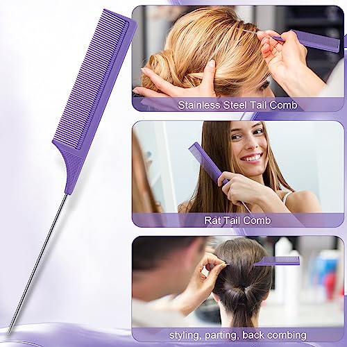BRUSHZOO Hair Brush with Hair Styling Comb Set, Detangling Hair Brushes for Women Men Kids Curly Hair, HairBrush Set with Detangler Brush Teasing Hair Brush Rat Tail Comb Edge Brush (Purpe) - Image 4