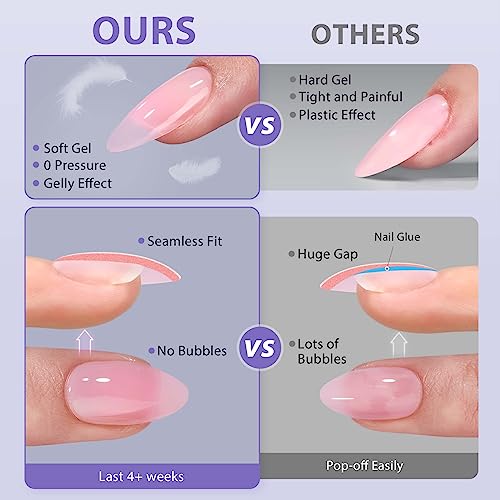 BTArtbox 150 Piece Nude Soft Gel Nail Kit with Glue Gel and Top Coat - Image 5