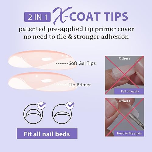 BTArtbox 150 Piece Nude Soft Gel Nail Kit with Glue Gel and Top Coat - Image 3