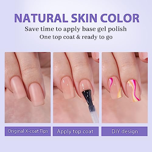 btartboxnails Short Sqaure Gel Nail Tips - Pre Colored Soft Gel Nail Tips, Nude Peach Press on Nails, Natural XCOATTIPS Pre Applied Tip Primer, Gel Nails Press on - Image 4