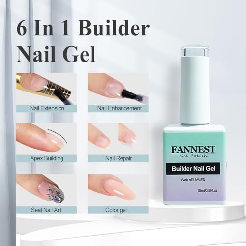 Builder Gel for Nails, Rouge Red 6 in 1 Builder Nail Gel,Strengthener Extension Gel,Shaping Nail,Attach False Nail Tips,Builder Gel in a Bottle 15ml. - Image 3