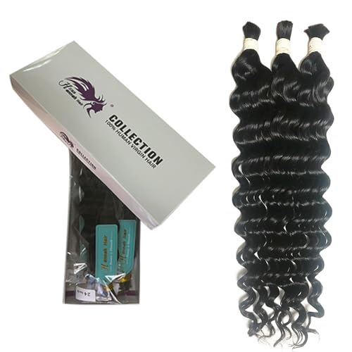 Bulk Hair For Braiding Human Hair No Weft Micro Braids Extension Hair Deep Curly Bulk Virgin Human Hair 18 Inch 1pack (3bundles(150g) Natural Black Color - Image 6