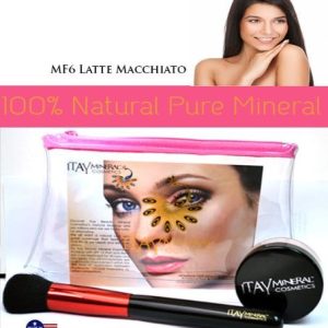 (Bundle of 3 Items) Itay Mineral Foundation Mf-6 Latte Macchiato Md Dark Skin +Powder Brush+bag Luminous, Glowing, Flawless Finish Full Size 9 Gram