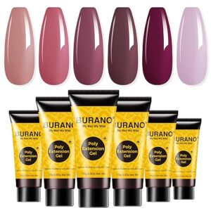 BURANO Poly Extension Gel Nail Kit, 6 Colors Nail Poly Nails Builder Gel Set for Beginner & Professional Using, Poly Nail Gel Kits DIY Starter Kit Nail Art Gift (05 Skin nude)