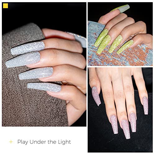 BURANO Reflective Glitter Gel Polish, 12 Colors Holographic Nail Polish Glitter Gel Nails, Soak Off UV Gel Nail Kit with Cuticle Oil Gift UV Lamp Required - Image 3