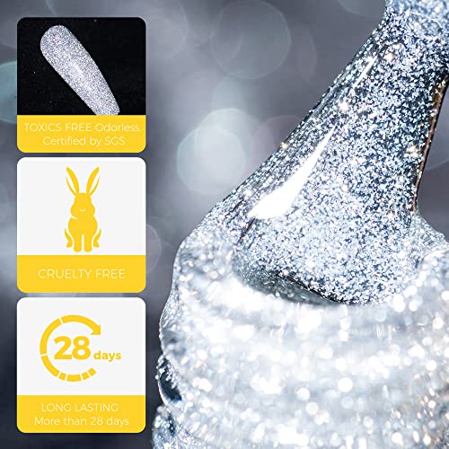 BURANO Reflective Glitter Gel Polish, 12 Colors Holographic Nail Polish Glitter Gel Nails, Soak Off UV Gel Nail Kit with Cuticle Oil Gift UV Lamp Required - Image 8