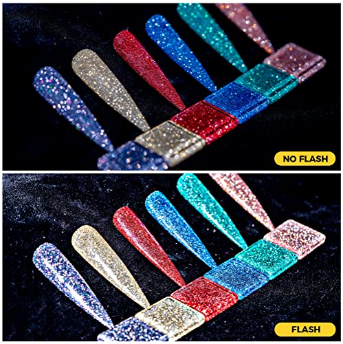 BURANO Reflective Glitter Gel Polish, 12 Colors Holographic Nail Polish Glitter Gel Nails, Soak Off UV Gel Nail Kit with Cuticle Oil Gift UV Lamp Required - Image 7