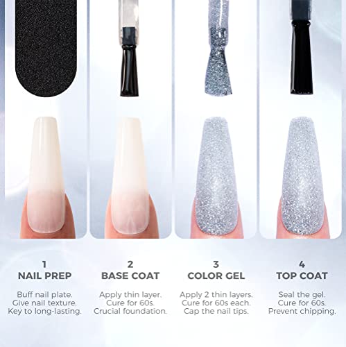 BURANO Reflective Glitter Gel Polish, 12 Colors Holographic Nail Polish Glitter Gel Nails, Soak Off UV Gel Nail Kit with Cuticle Oil Gift UV Lamp Required - Image 9