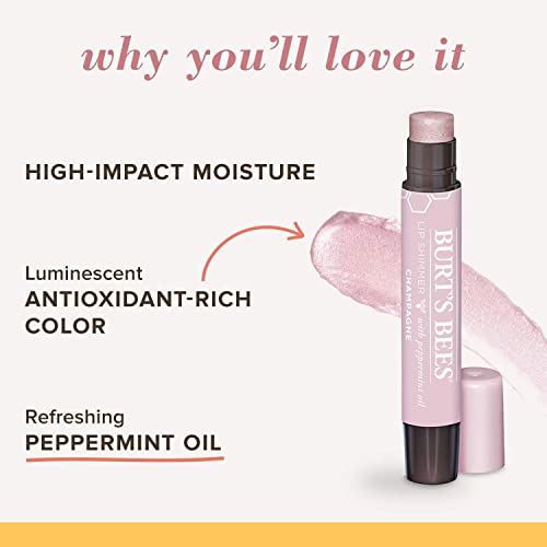 Burt's Bees Champagne Lip Shimmer 0.09 oz Pack of 6 Natural Lip Care - Image 8