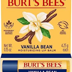 Burt's Bees Lip Balm Mothers Day Gifts for Mom - Vanilla Bean, Lip Moisturizer With Responsibly Sourced Beeswax, Tint-Free, Natural Conditioning Lip Treatment, 2 Tubes, 0.15 oz.