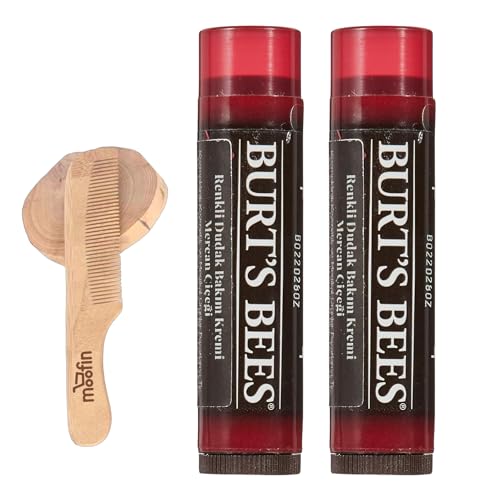 Burt's Bees Tinted Lip Balm Duo Set for Soft, Hydrated Lips with Comb