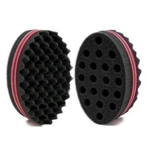 Buyter Oval Double Side Two in One Magic Barber Twist Hair Sponge Afro Braid Style Dreadlock Coils Wave Hair Styling Curl Sponge Brush (2 PCS, Big wave)