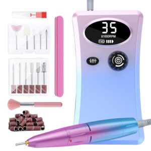 Cadrim Electric Nail File, 35000 RPM Nail Drill, Cordless Nail Drill, Rechargeable Electric Professional Efile Nail Drill Machine Set for Acrylic Nails, Polishing, Manicure Pedicure Tool, Multicolor