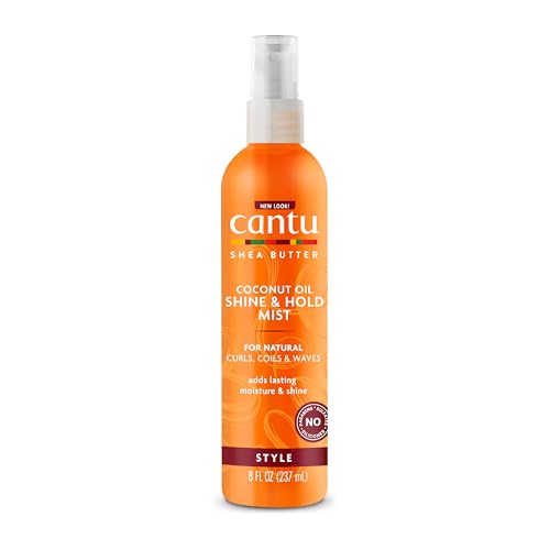 Cantu Coconut Oil Shine & Hold Mist with Shea Butter for Natural Hair, 8 fl oz