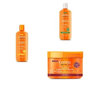 Cantu Shea Butter Hair Care Bundle Includes Sulfate-Free Shampoo, Conditioner, and Coconut Curling Cream