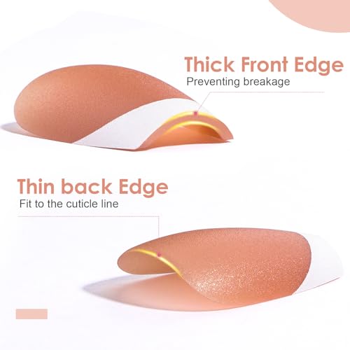 Canvalite French Tip Press on Nails Gel Nail Tips - 300Pcs Pre-Colored Quick and Easy Press on Nails Almond Fake Nails with Designs DIY Nail Extensions, Nude White - Image 7