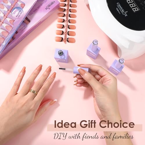 Canvalite French Tip Press on Nails Gel Nail Tips - 300Pcs Pre-Colored Quick and Easy Press on Nails Almond Fake Nails with Designs DIY Nail Extensions, Nude White - Image 8