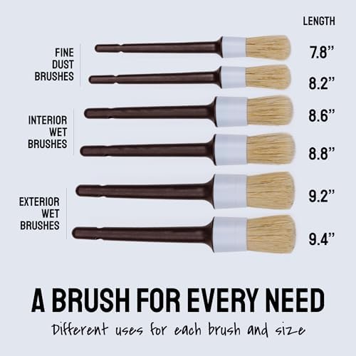 Car Detailing Brush Ultra Soft Boars Hair Set of 6 Automotive Detail Brushes- Washing & Cleaning for Wheels, Interior Upholstery, Emblem, Air Vent- Vehicles & Auto Interior Detailing Kit - Image 3