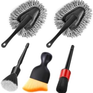 Car Interior Exterior Duster Set, Scratch Free, Soft Dash Vent Duster Detailing Brushes Dusting Cleaning Kit Tools for Car,Auto,Truck,SUV,RV,Motorcycle (Interior-2 Set)